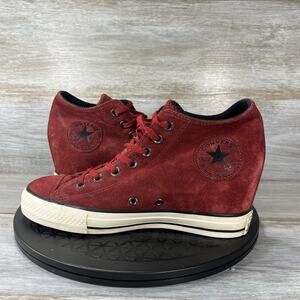 Converse Women’s CTAS Hidden Wedge Luxe Suede Red Hi Top Sneakers Size 9